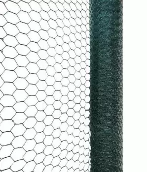 Image of 5m Green PVC Coated Galvanised Chicken Garden Wire Netting / Fencing