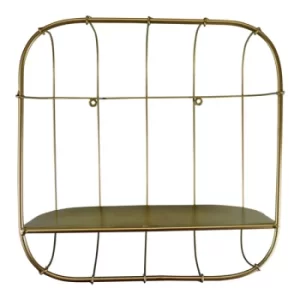 Image of Gold Metal Wall Storage Shelf Basket Design