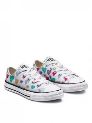 Image of Converse Chuck Taylor All Star Heart Ox Childrens Trainer, White/Grey, Size 11