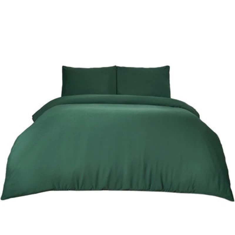 Image of OHS OHS Plain Dyed Duvet Cover with Pillowcase Bedding Set in Dark Green Size: Single Dark Green Single Unisex 5027434151110