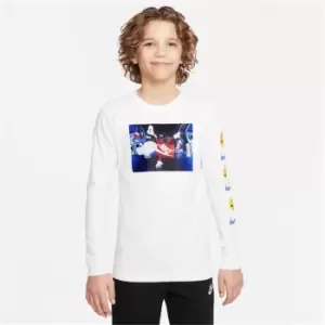 Image of Nike Long Sleeve Boxy T-Shirt Junior Boys - White