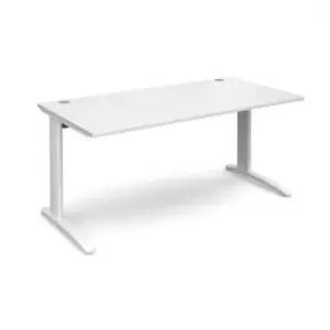 Image of Office Desk Rectangular Desk 1600mm White Tops With White Frames 800mm Depth TR10