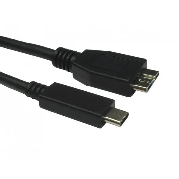Image of Cables Direct 2m USB 3.0 Male Type-C to Male Micro B Cable in Black