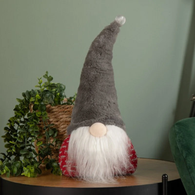 Image of Samuel Alexander 35cm Festive Christmas Light Up Lit Gonk with Grey Hat and Red Body Grey