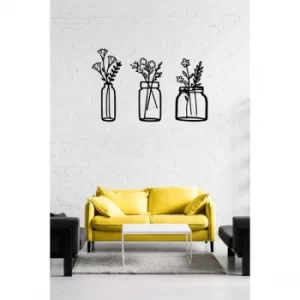 Image of Flower In The Bottle Black Decorative Metal Wall Accessory