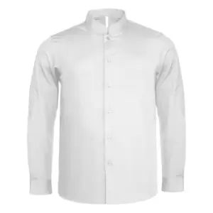 Image of Kariban Mens Long Sleeve Mandarin Collar Shirt (S) (White)