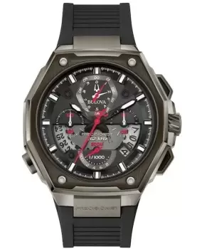 Image of Bulova Precisionist Black Chronograph Dial Rubber Strap Mens Watch 98B358 98B358