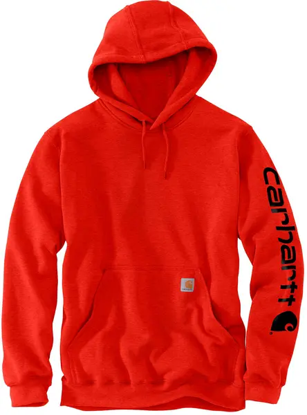 Image of Carhartt Midweight Sleeve Logo Hoodie, red-beige, Size S