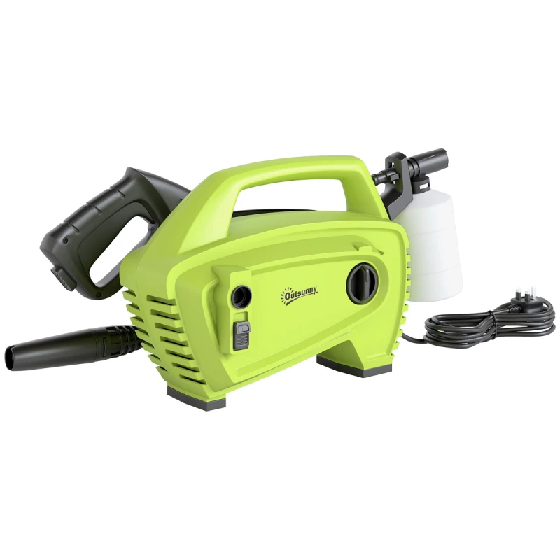 Image of Outsunny Outsunny 1600W Power Washer 130 Bar Pressure Washer 6M Hose, Nozzle, Green