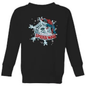 Image of Marvel The Amazing Spider-Man Snowflake Web Kids Christmas Sweatshirt - Black - 5-6 Years