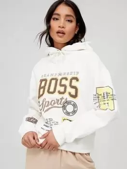 Image of BOSS Varsity Logo Hoodie - Cream, White Size M Women