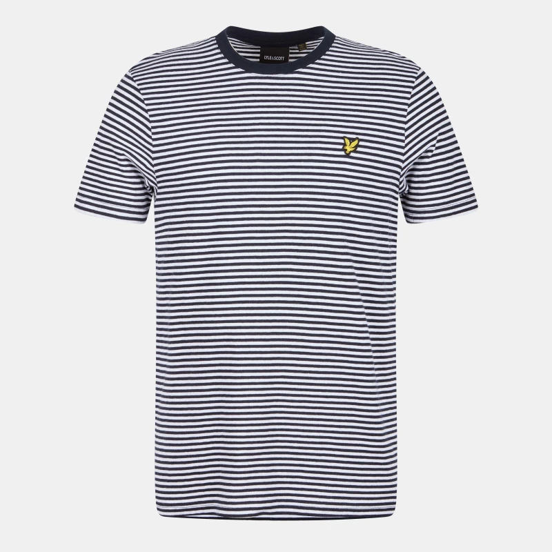Image of Lyle and Scott Mens Stripe Regular Fit T-Shirt Dk Navy/ White male M