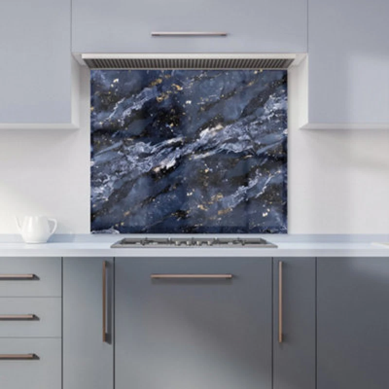 Image of Warren Reed - Designer Deep Ocean Blue Quartz Effect Kitchen Splashback W700Mm X H650Mm, Multi WR01066-P452
