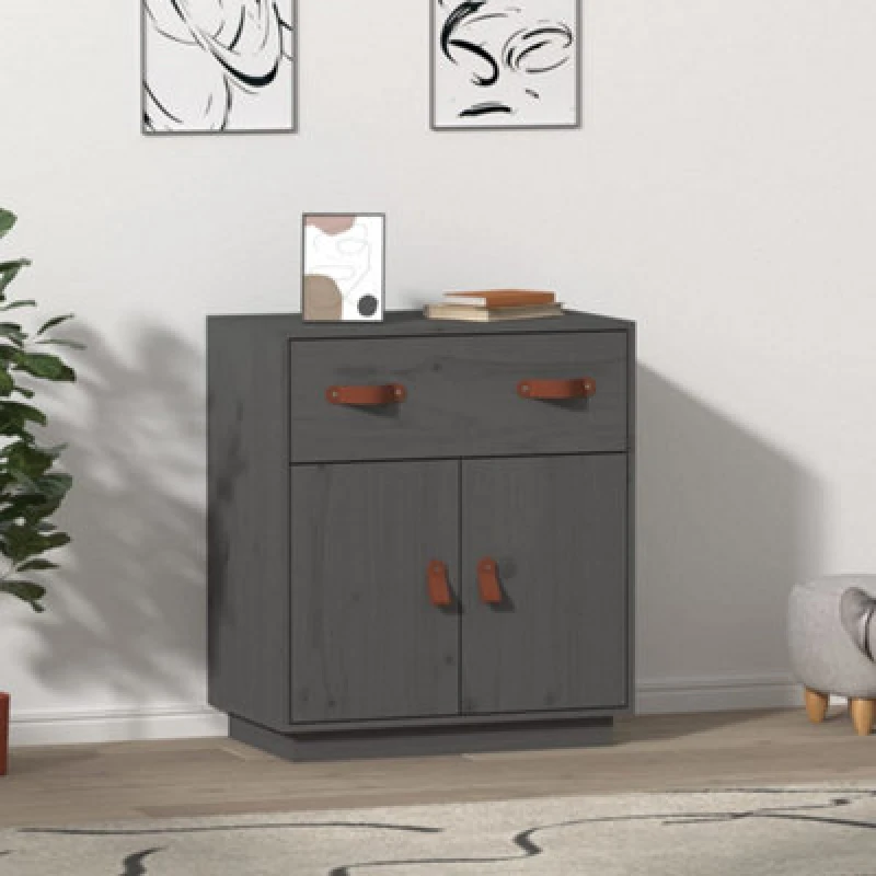Image of vidaXL Sideboard Grey 65.5x40x75cm Solid Wood Pine, Grey 820129