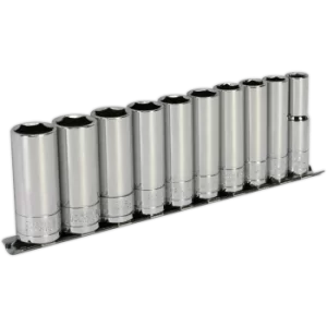Image of Sealey S0500 Socket Set 10pc 3/8"Sq Drive 6pt Deep WallDrive Metric