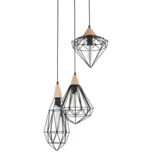 Image of Italux Lighting - Italux Maelle - Industrial And Retro Hanging Pendant Black 1 Light with Cage Shade, E27