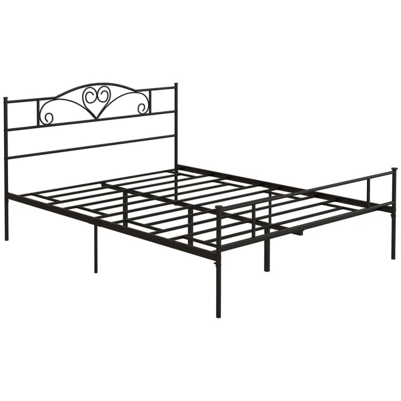 Image of HOMCOM HOMCOM King Metal Bed Frame Headboard and Footboard Underbed Storage Space in Black Size: Single Black Single Unisex 5056725353445