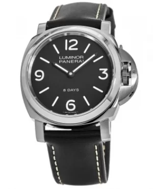 Image of Panerai Luminor Base 8 Days Acciaio Mechanical Leather Strap Mens Watch PAM00560 PAM00560