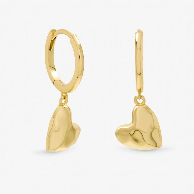 Image of Inicio Gold Molton Heart Huggie Earrings - Gift Pouch Gold female One Size