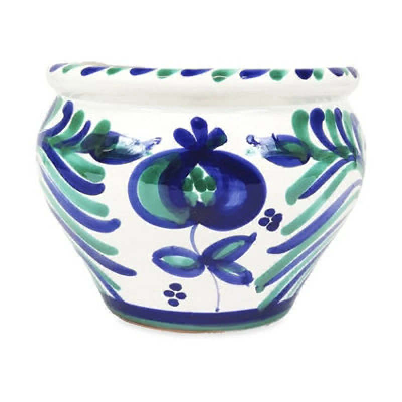 Image of Verano Spanish Ceramics Granada Hand Painted White Outdoor Garden Patio Terrace Bola Plant Pot (D) 25cm White unisex