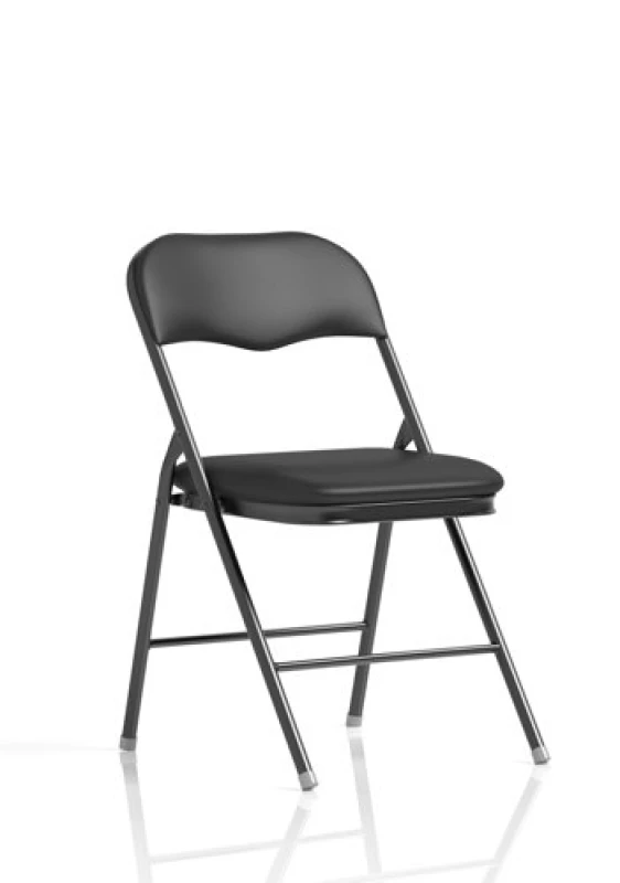 Image of Sicily Sicily Black PU Black Frame Folding Chair (MOQ of 4 - Priced Individually) SY01BFBLK