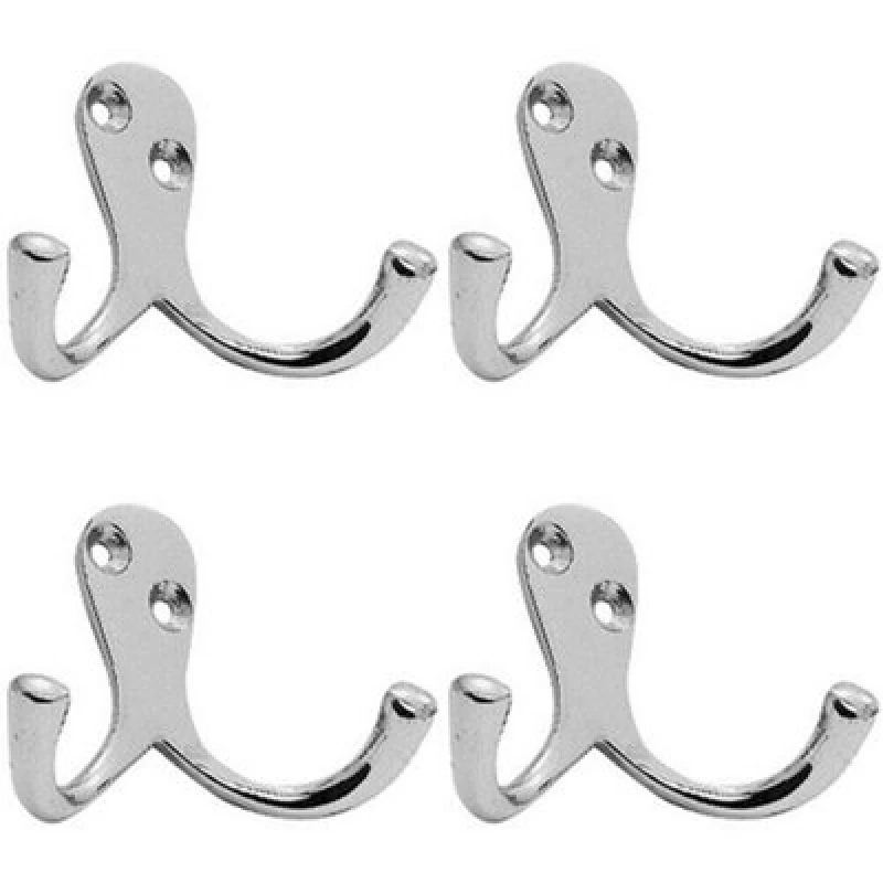 Image of Loops 4x Victorian One Piece Double Bathroom Robe Hook 26mm Projection Polished Chrome Multi