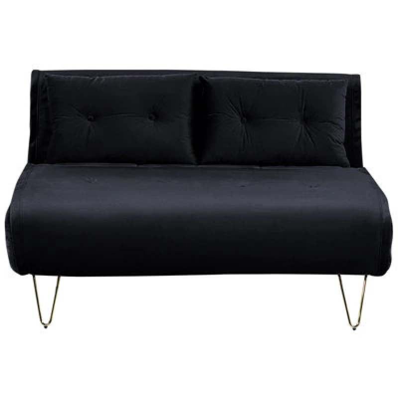Image of Beliani Sofa Bed 2 Seater Vestfold Velvet Black