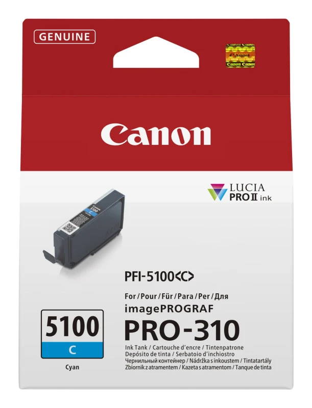 Image of Canon PFI-5100C Cyan Ink Cartridge - 6953C001 (Original)