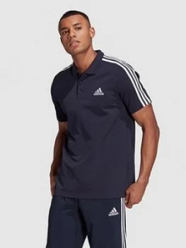 Image of adidas 3-stripe Pique Polo Shirt, Ink, Size S, Men