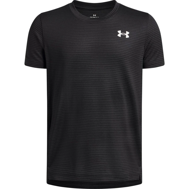 Image of Under Armour Kids Tech Vent Jacquard Short Sleeve Performance Gym Top Black/White male 7-8 (S)