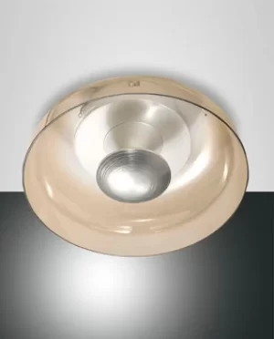 Image of Vintage Integrated LED Semi Flush Light Amber Glass