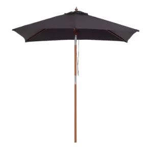 Image of Outsunny 2m x 1.5m Tilt Mechanism Bamboo Wooden Frame Parasol Deep Grey