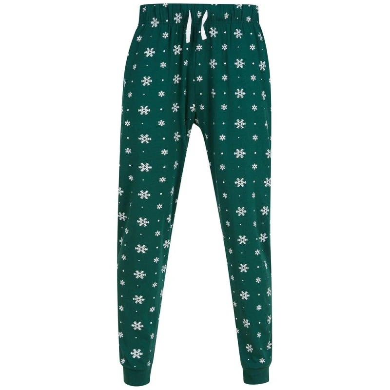 Image of SF Mens Snowflake Lounge Pants in Bottle Green Size: XS Bottle Green Male XS