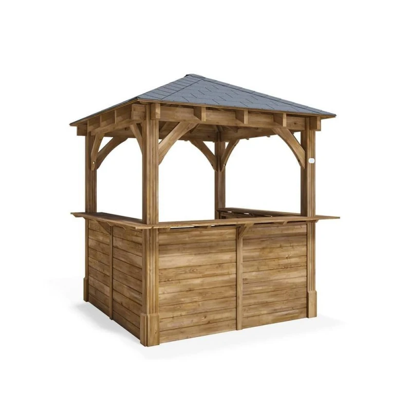 Image of Dunster House Garden Bar 2.5M X 2.5M Wooden Outdoor Gazebo Heavy Duty Black Shingles, Leviathan C