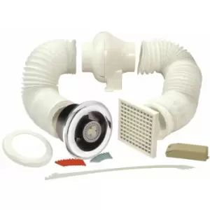 Image of 100mm In-Line Bathroom Extraction Fan Kit with LED Lamp ledslcfdtcn - White - Manrose