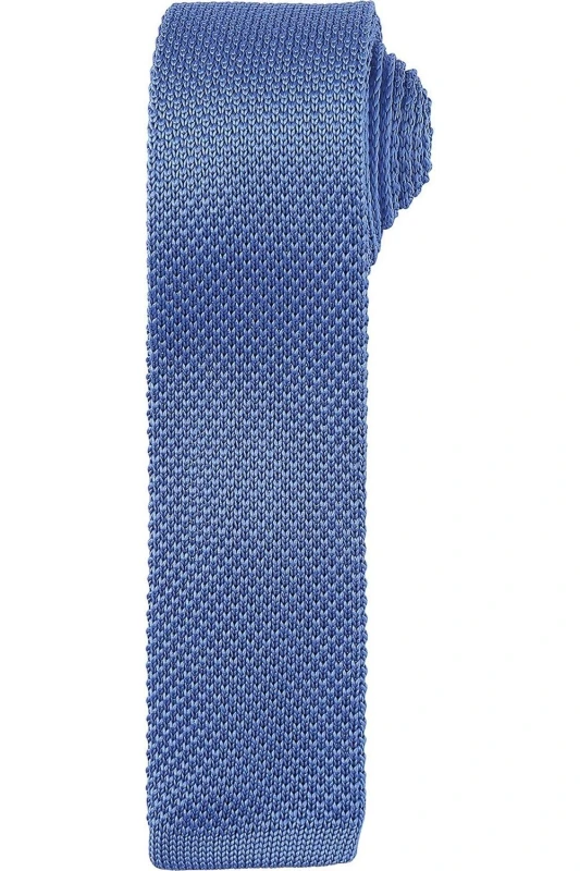 Image of Premier Premier Slim Knitted Tie in Mid Blue Mid Blue One Size Unisex 5063425961405