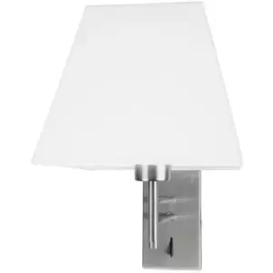 Image of Chandler Wall Lamp with Shade Satin Nickel Aluminium White Shade LED E27 - Merano