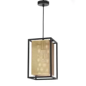 Image of Malik Box Pendant Ceiling Light, Black, Gold