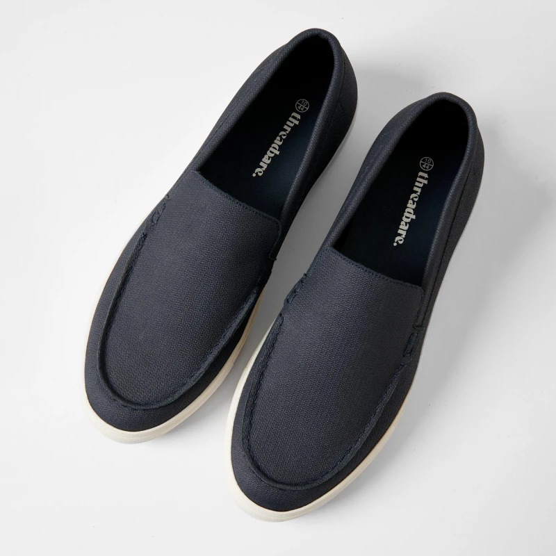 Image of Threadbare Textured Slip On Loafers Navy male 7