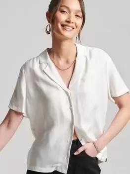 Image of Superdry Studios S/s Cupro Shirt - New Chalk, White, Size 10, Women