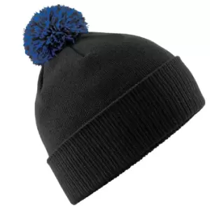 Image of Beechfield Adults Unisex Snowstar Beanie (One Size) (Black/Bright Royal)