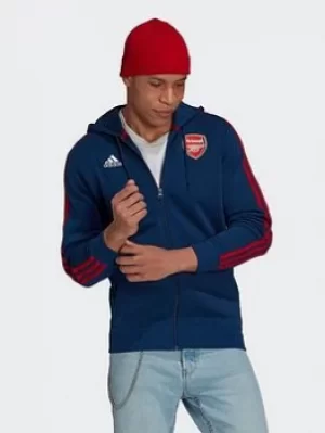 Image of adidas Arsenal 3-stripes Full-zip Hoodie, Blue, Size L, Men