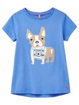 Image of Joules Girls Pixie Dog Short Sleeve T-Shirt - Blue