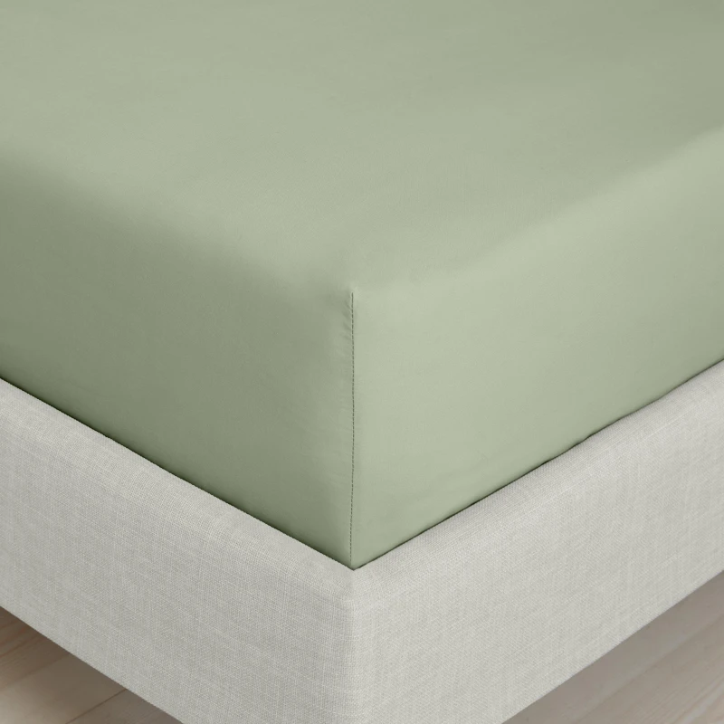 Image of Bianca 200TC Cotton Percale Extra Deep Fitted Sheet Sage Green unisex Single