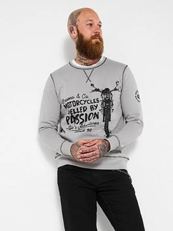 Image of Joe Browns Joe Browns Men Aztec Trim Long Sleeve Crew Neck Sweatshirt in Grey Size: large Grey L Male 5059953311621