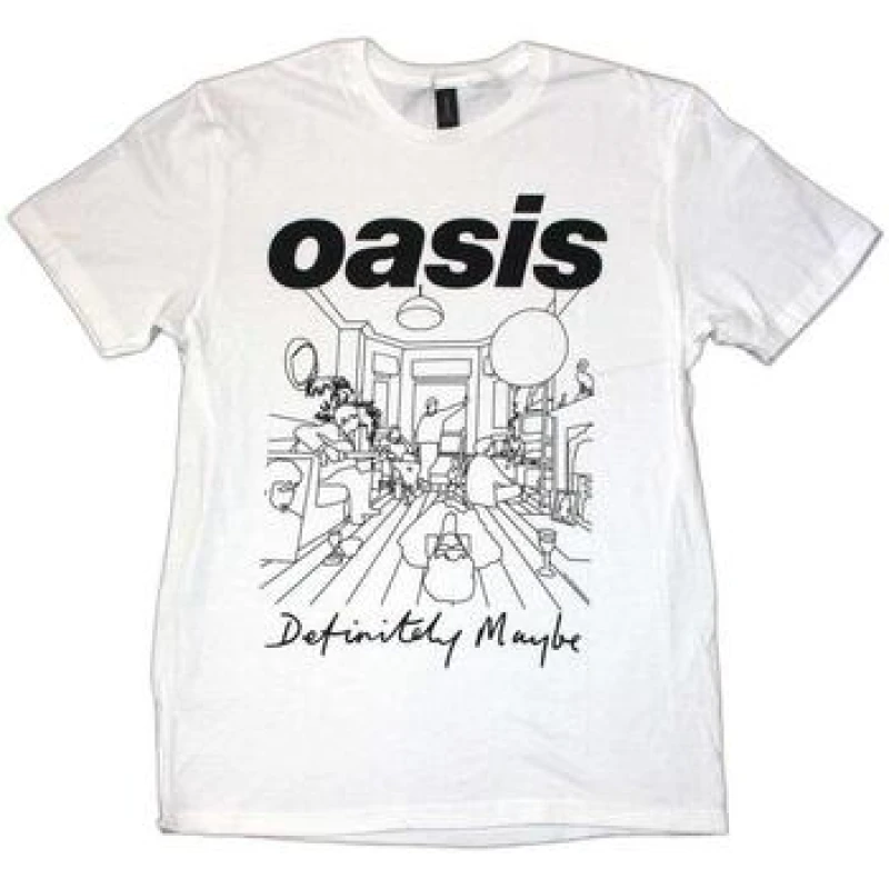 Image of Oasis Oasis Men Definitely Maybe Line Drawing T-Shirt in White Size: Small White S Male 5063574421409