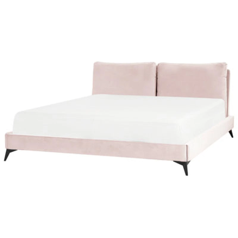 Image of Beliani Bed Velvet Melle 180 X 200 Cm (Eu Super King) Pastel Pink