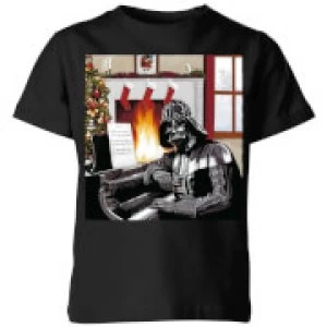 Image of Star Wars Darth Vader Piano Player Kids Christmas T-Shirt - Black - 9-10 Years
