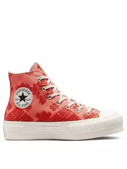 Image of Converse Chuck Taylor All Star Lift Broderie Hi - Dark Pink