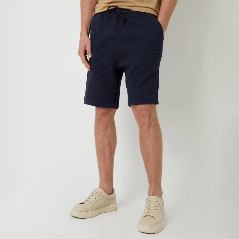 Image of Threadbare 'Jewel' Waffle Textured Sweat Shorts Navy